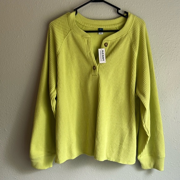 Lime green/chartreuse old navy super soft waffle long sleeve tags still on! XXL - Picture 1 of 4